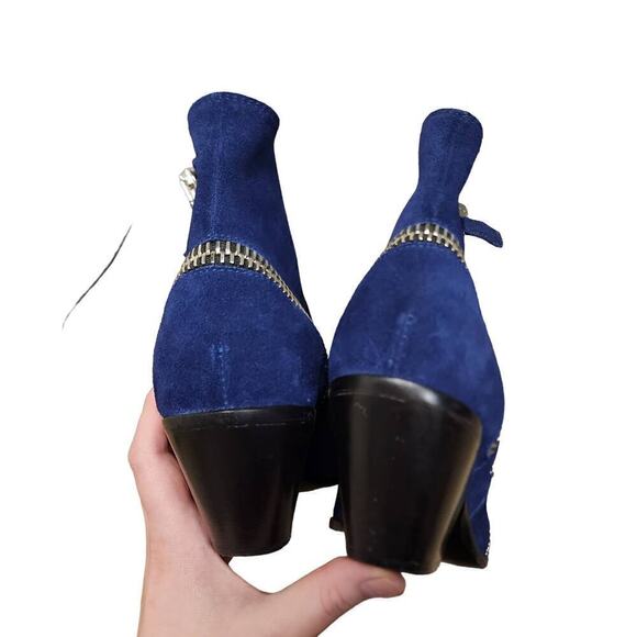 Giuseppe Zanotti Blue Suede Guns 55 Zip Detail Ankle Boots Size 38.5 - Picture 5 of 8